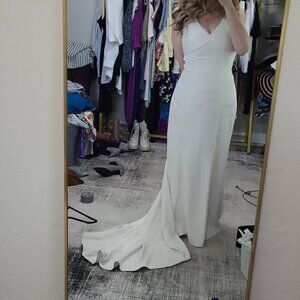 Vintage Oleg Cassini White Beaded Sparkle Wedding Gown With Long Train Size 8